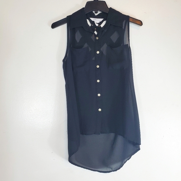 Bcbgeneration Button Down Black Tank Top Xsmall Preowned - Picture 6 of 8